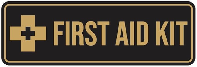 Standard First Aid Kit Sign (Black/Gold) - Small