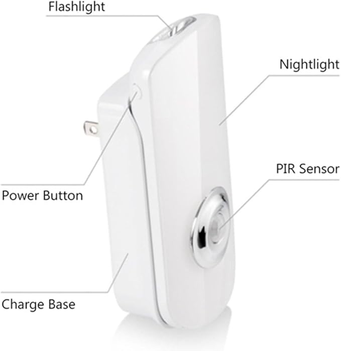 2 Pack LED Night Flashlight Motion Sensor Cut 3-in-1, Rechargeable Emergency Light, Auto Sensing Energy Saving Wall Mount Plug-in Light Portable LED Torch - Small Size Warm White