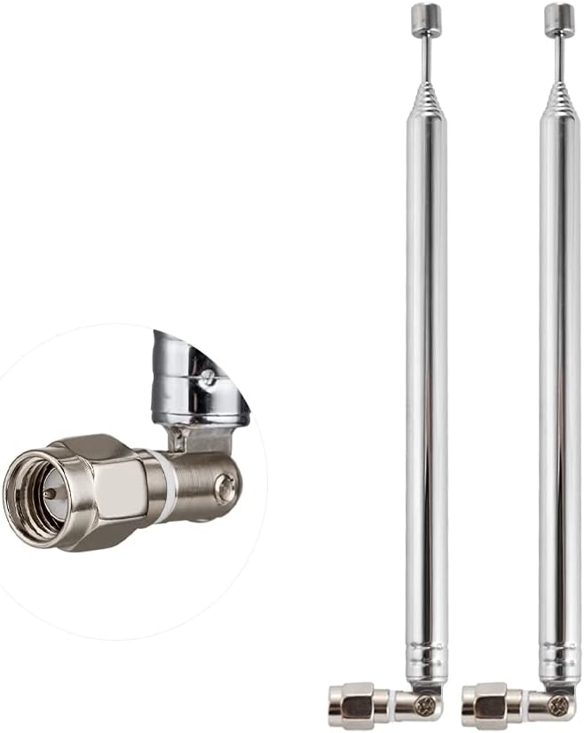 2PCS 8 Sections Telescopic Antenna SMA Male Connector Radio Replacement Antenna 73.5cm/28.9IN for TV AM FM Radio Stereo Receiver
