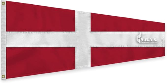 AGAS No 4 Pennant Code of Signals - 32 In x 9 Ft - Printed 200 Nylon - Quadruple Stitched Edges - Solid Brass Grommets Canvas Heading - Number 4 Signal Flag - Size 10.