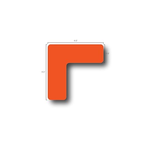 5S Location Marking Corner- (Various Sizes Available) Durable L Shaped Floor Marker by Graphical Warehouse- Vibrant Colors, Rounded Corners (4.5x4.5x1.5" (25 Pack), Orange)