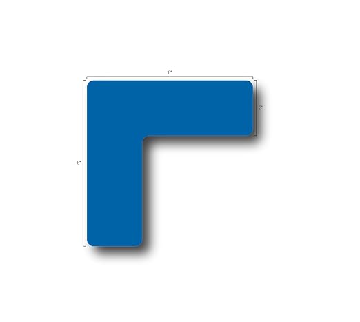 5S Location Marking Corner- (Various Sizes Available) Durable L Shaped Floor Marker by Graphical Warehouse- Vibrant Colors, Rounded Corners (6x6x2" (15 Pack), Blue)
