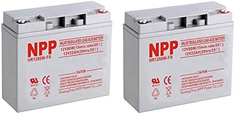 NPP HR1280W (2Pcs) High Rate Battery HR1280W 12V 480Watts 80Watt/ Cell AGM Sealed Lead Acid Rechargeable Battery, 12V 18Ah, 20Ah Flame Retardant High Rate UPS