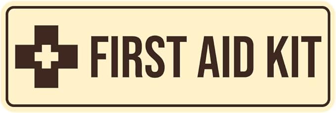 Standard First Aid Kit Sign (Ivory/Dark Brown) - Medium