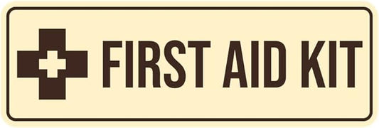 Standard First Aid Kit Sign (Ivory/Dark Brown) - Medium