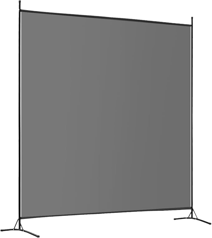 Room Divider - 6 Ft Single Panel, 69''W x 70''H Freestanding Privacy Screen for Room Separation, Portable Partition in Grey