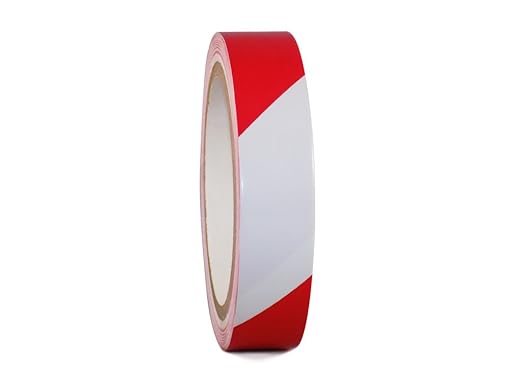GGR Supplies SST-618C Red & White Hazard Warning Safety Stripe Tape: 1" in. Wide x 18 yds.