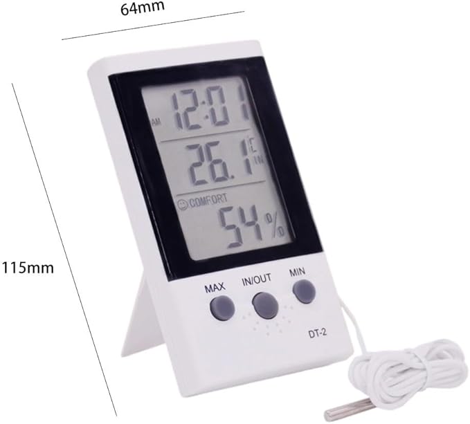 Digital Hygrometer, Digital Thermometer Hygrometer DT 2 With Alarm Clock & Fast Response Sensor For Indoor For Temperature & Humidity Monitoring