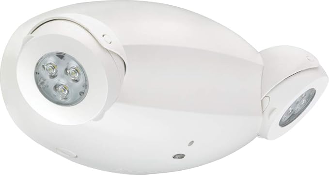 Lithonia Lighting Quantum Emergency Light, Contemporary Commercial LED Emergency Lights with 2 Aimable Lamp Heads, Ceiling or Wall Mount, White Thermoplastic, UVOLT (ELM6L UVOLT LTP SDRT)