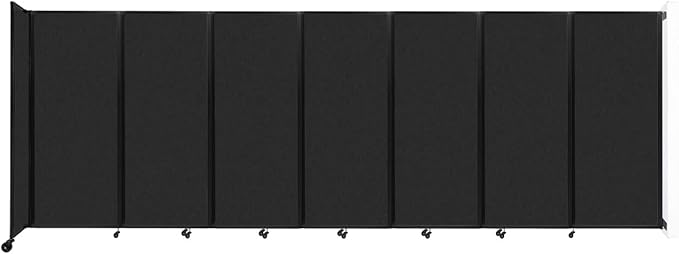 Versare Room Divider 360 Wall-Mounted Folding Partition | Locking Wheels | Temporary Room Separator | 19'6" x 6'10" Black SoundSorb Panels