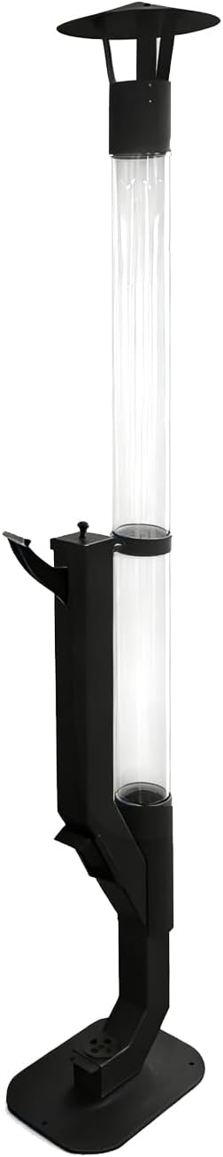 Wood Pellet Patio Heater, Portable Gravity Feed Outdoor Heater with Glass Tube Flame, Smokeless Non-Electric Rocket Stove for Backyard, Deck, Camping & RV (Black) (70" wheels)