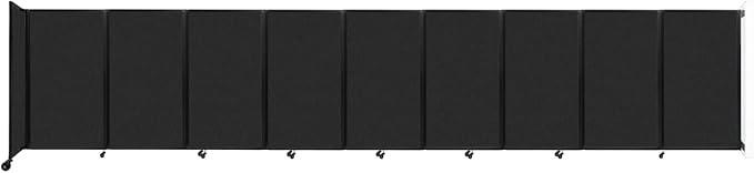 Versare Room Divider 360 Wall-Mounted Folding Partition | Locking Wheels | Temporary Room Separator | 25' x 5' Black SoundSorb Panels