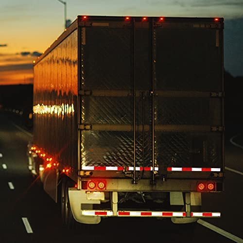 Reflective Tape Outdoor Red White 2 in X 210 FT Waterproof Self Adhesive DOT-C2 Safety Caution Reflector Conspicuity dot Tape for Cars Trailers