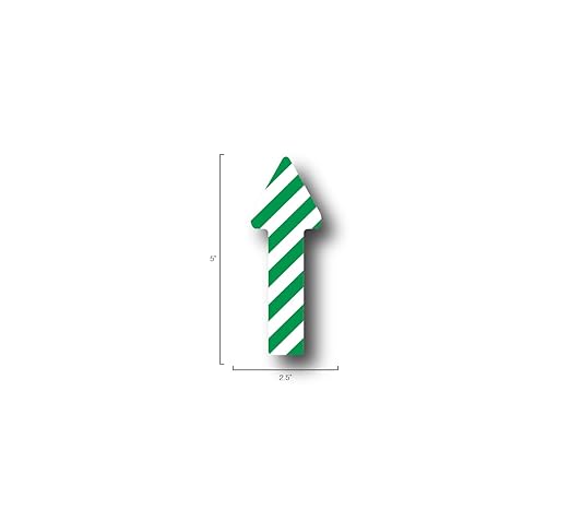 5S Location Marking Arrow- Durable Laminated LSE (Low Surface Energy) Arrow Shaped Floor Marker by Graphical Warehouse- 5S Safety and Security Signage (5x2.5", Green/White, 100)