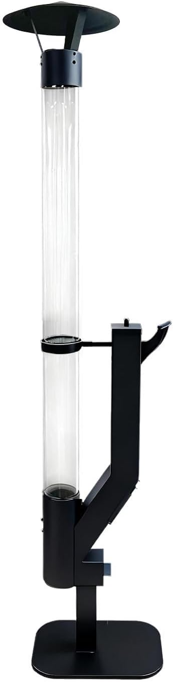 Wood Pellet Patio pit, Portable Gravity Feed Outdoor Heater with Glass Tube Flame, Smokeless Non-Electric Rocket Stove for Backyard, Deck, Camping & RV (Black) (61")