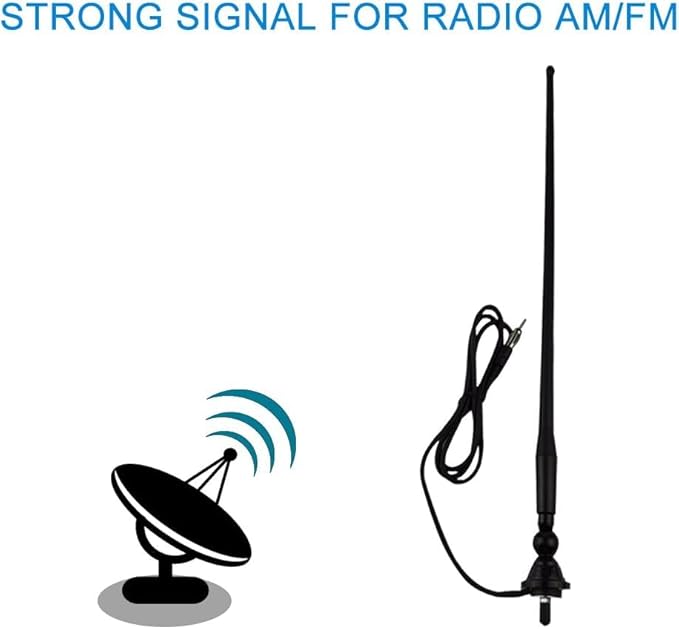 Marine Boat Radio Antenna Waterproof 16 Inch, Rubber Duck Dipole Flexible Mast FM AM Antenna for Boat Radio Car ATV UTV RZR SPA