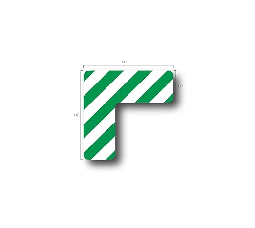 5S Location Marking Corner- (Various Sizes Available) Durable L Shaped Floor Marker by Graphical Warehouse- Vibrant Colors, Rounded Corners (4.5x4.5x1.5" (25 Pack), Green/White)