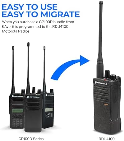 4 x Motorola CP100D Analog UHF Portable Non-Display Two Way Radio, 16 Channel, 4 Watt (403-480MHz) - 4 Pack Bundle