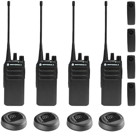 4 x Motorola CP100D Analog UHF Portable Non-Display Two Way Radio, 16 Channel, 4 Watt (403-480MHz) - 4 Pack Bundle