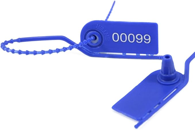 1000 Plastic Security Seals Secure Anti-Tamper Fire Extinguisher Tags Numbered Zip Ties Inspection Tags Breakable Label Tags Pull Tite Safey Tags for First Aid Kits, Clothes,Bags (Blue)