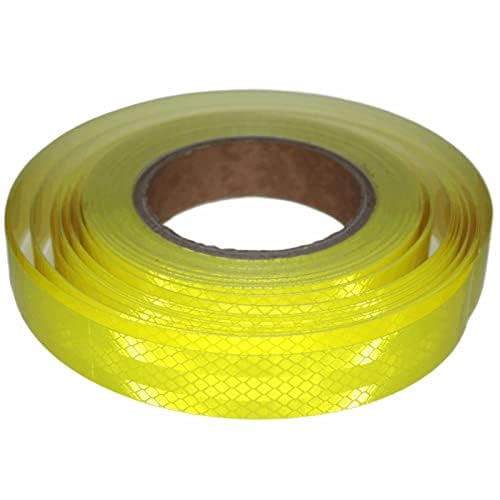 Fluorescent Yellow Reflective Tape Outdoor Waterproof 1 inch, Non Fading High Visibility Warning Industrial Marking Tape (66 feet)