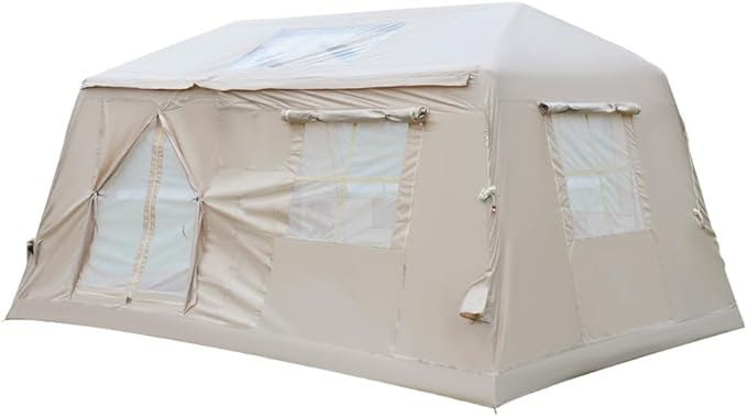 Easy Setup Inflatable Camping Tent, Waterproof 4 Season Air Tent with Hand Pump, Oxford Glamping Tent for 4/6/8 Adults