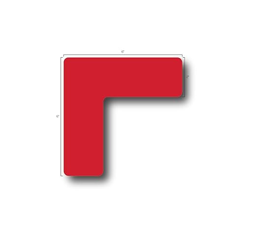 5S Location Marking Corner- (Various Sizes Available) Durable L Shaped Floor Marker by Graphical Warehouse- Vibrant Colors, Rounded Corners (6x6x2" (15 Pack), Red)