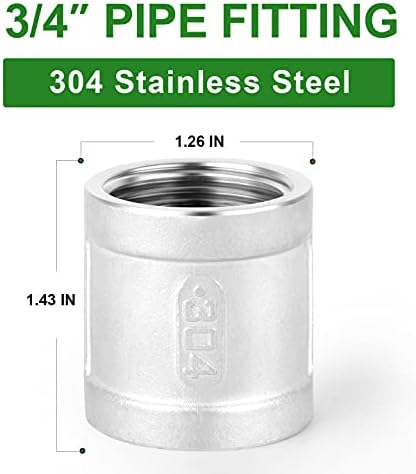 TAISHER 10PCS 304 Stainless Steel Cast Pipe Fitting, Coupling, 3/4" NPT Female x 3/4" NPT Female Threaded