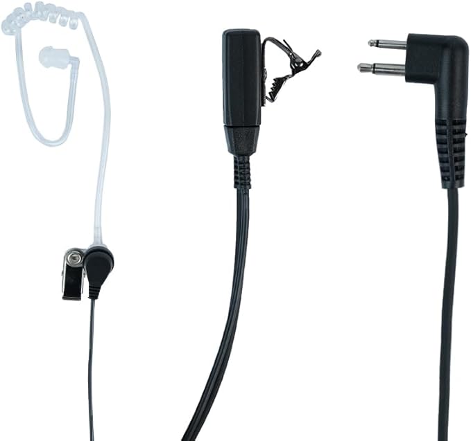 2 Pin Covert Acoustic Tube Earpiece Headset with Mic PTT for Motorola cls1110 cp200 cls1410 cp185 cp200d rdm2070d walkie Talkie 2 Way Radio(10 Packs)