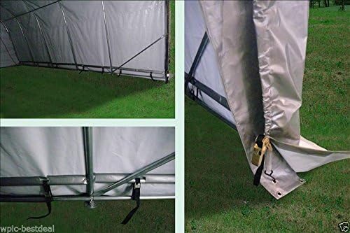 DELTA 20'x22' Heavy Duty Carport with Zipper Doors – Galvanized Steel Frame & Waterproof PE Cover, UV-Resistant, Grey Portable Garage Canopy Shelter (20'x22' Grey)