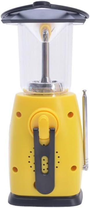 Solar Powered AM/FM Portable Radio with Hand Crank, USB Phone Charger, LED Camping Light, Compact 8.3 x 4.3 x 4.3 in Yellow