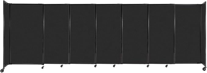Versare Straightwall Sliding Portable Wall Partition | Freestanding Office Dividers | Locking Wheels | Temporary Room Separator | 15'6" Wide x 5' Tall Black SoundSorb Panels