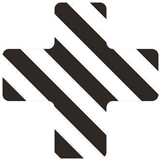 5S Location Marking Cross Shaped Floor Marker - by Graphical Warehouse, 5S Marking System, Durable + Cross Shaped Floor Sticker, 6x6x2"” (25 Pack) Black/White