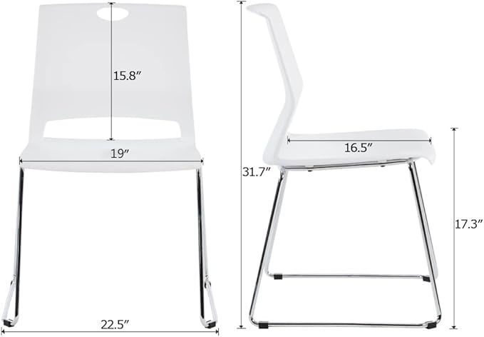 Sidanli White Plastic Stackable Chairs-(Set of 4)