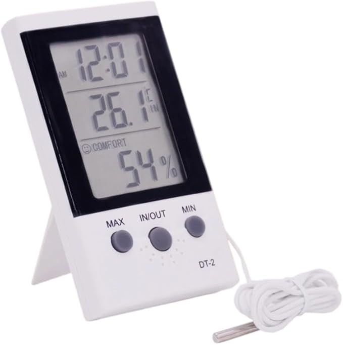 Digital Hygrometer, Digital Thermometer Hygrometer DT 2 With Alarm Clock & Fast Response Sensor For Indoor For Temperature & Humidity Monitoring