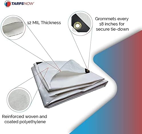 Tarps Now 30x40 Feet Heavy Duty Waterproof Tarp | 12 MIL Poly Tarp with Reinforced Edges & Aluminum Grommets | Weatherproof Tarpaulin for Roof, Outdoor, Camping | Large Brown Tarp Cover