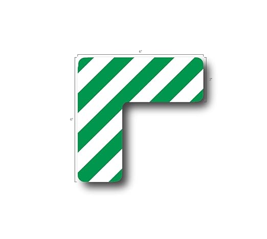 5S Location Marking Corner- (Various Sizes Available) Durable L Shaped Floor Marker by Graphical Warehouse- Vibrant Colors, Rounded Corners (6x6x2" (15 Pack), Green/White)