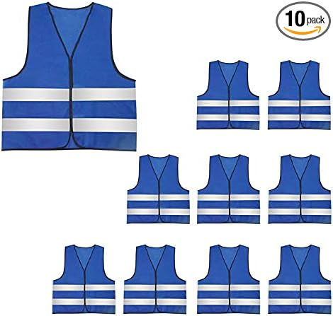 Construction Worker Costume Adult Crossing Guard Safety Vest Heavy Duty Crossing Guard Vest for Cycling Running Walking Jogging Volunteer Biking 10 Pack