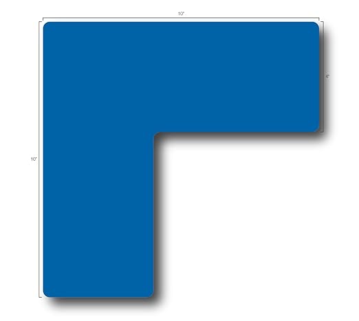 5S Location Marking Corner- (Various Sizes Available) Durable L Shaped Floor Marker by Graphical Warehouse- Vibrant Colors, Rounded Corners (10x10x4" (10 Pack), Blue)