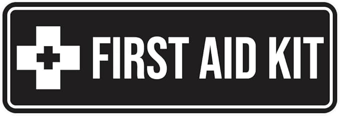 Standard First Aid Kit Sign (Black) - Small (10 Pack)