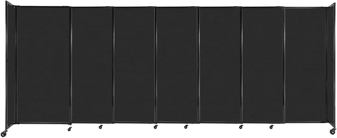 Versare Straightwall Sliding Portable Wall Partition | Freestanding Office Dividers | Locking Wheels | Temporary Room Separator | 15'6" Wide x 6' Tall Black SoundSorb Panels