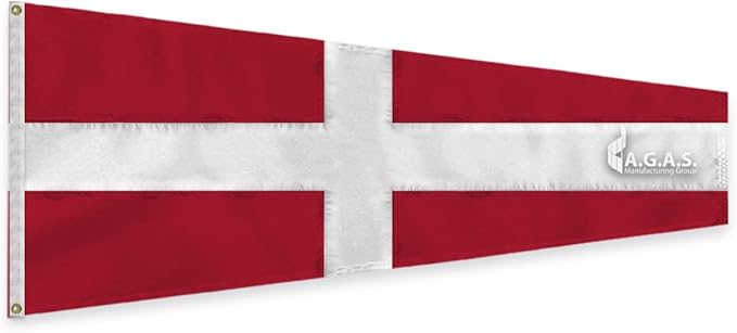 AGAS No 4 Pennant Code of Signals - 8 In x 2 Ft - Printed 200 Nylon - Quadruple Stitched Edges - Solid Brass Grommets Canvas Heading - Number 4 Signal Flag - Size 0.