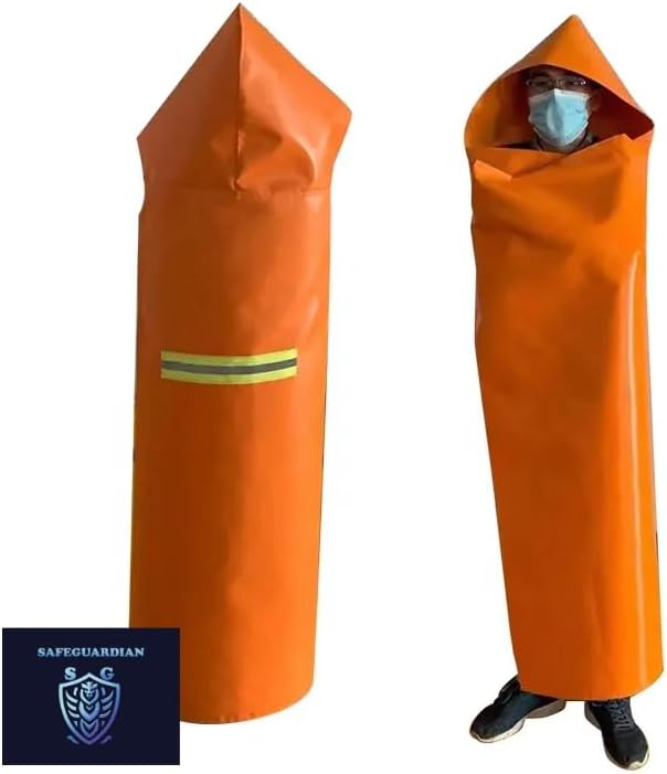 Fireproof Blanket Fire Cloak | Hooded Fire Blanket | Emergency Fire Blankets For Full Body | Emergency Fire Escape Hooded Cape with Reflective Strips | Heat Resistant Up to 1100°F | 65*61