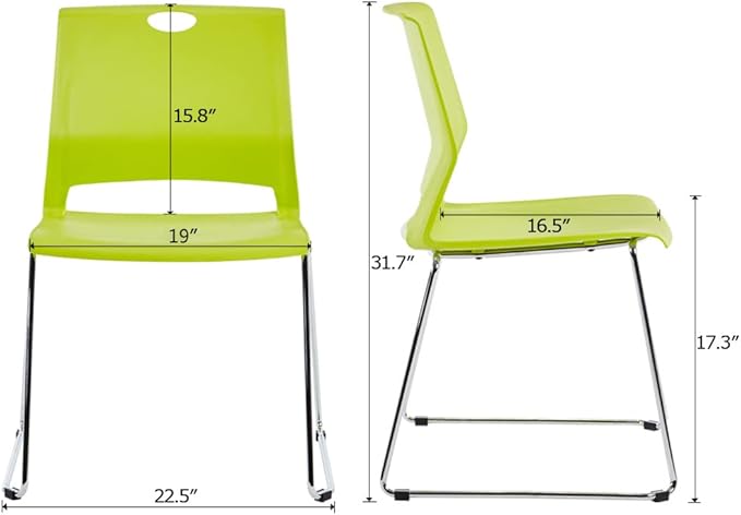 Sidanli Stacking Chairs for Business, Modern Dining Chairs for Home-Green (Set of 4)