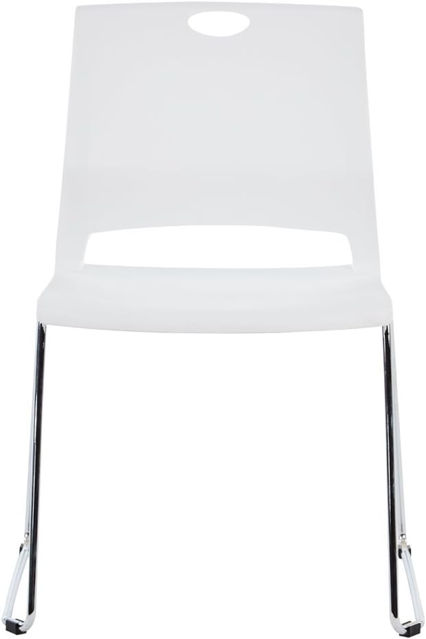 Sidanli White Plastic Stackable Chairs-(Set of 4)