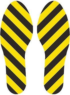 5S Location Marking Footprint- 10x3.5" Durable Footprint Shaped Floor Marker by Graphical Warehouse- Vibrant Colors, Rounded Corners (Pack of 10, 5 Pairs) (Black/Yellow)