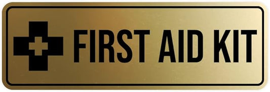 Standard First Aid Kit Sign (Brushed Gold) - Medium