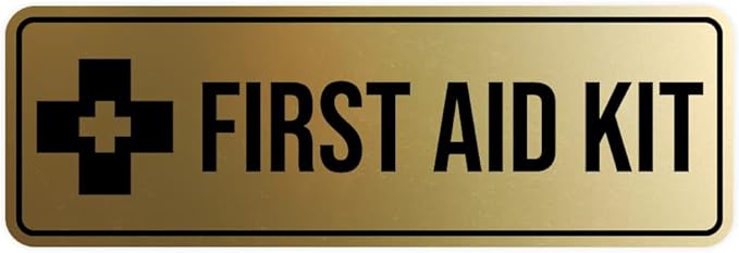 Standard First Aid Kit Sign (Brushed Gold) - Large