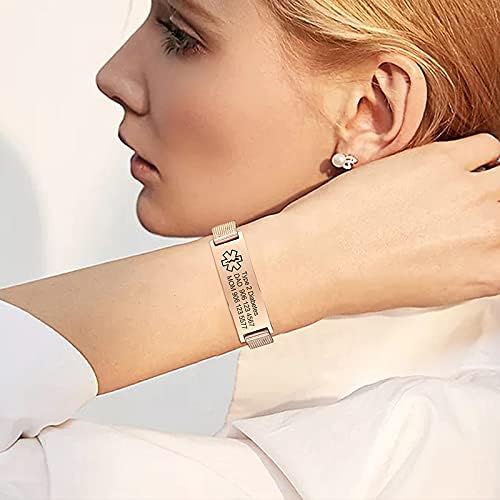 VNOX Medical Alert Bracelets for Men & Women Kids with Free Engraving Adjustable Stainless Steel Mesh Emergency Medical ID Bracelets Wristband
