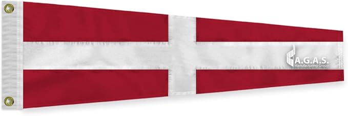 AGAS No 4 Pennant Code of Signals - 32 In x 9 Ft - Printed 200 Nylon - Quadruple Stitched Edges - Solid Brass Grommets Canvas Heading - Number 4 Signal Flag - Size 10.